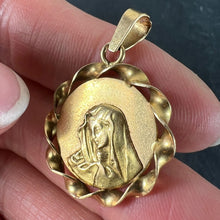 Load image into Gallery viewer, Italian 18K Yellow Gold Virgin Mary Twisted Frame Medal Pendant
