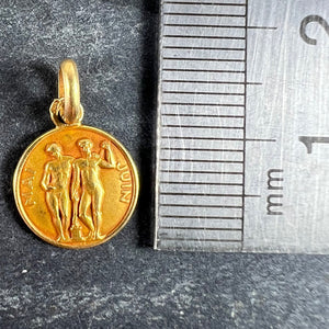 French Zodiac Gemini Starsign 18K Yellow Gold Charm Pendant