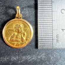 Load image into Gallery viewer, Vintage French Raphael’s Cherub 18K Yellow Gold Medal Pendant
