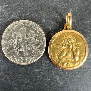 Vintage French Raphael’s Cherub 18K Yellow Gold Medal Pendant