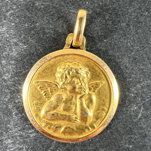 Vintage French Raphael’s Cherub 18K Yellow Gold Medal Pendant
