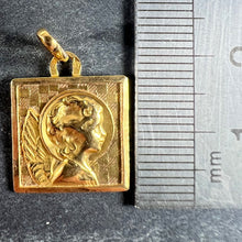 Load image into Gallery viewer, Vintage French Perroud Raphael’s Cherub 18K Yellow Gold Square Medal Pendant
