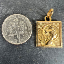 Load image into Gallery viewer, Vintage French Perroud Raphael’s Cherub 18K Yellow Gold Square Medal Pendant
