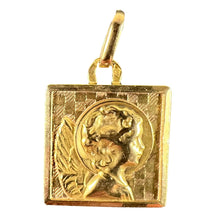 Load image into Gallery viewer, Vintage French Perroud Raphael’s Cherub 18K Yellow Gold Square Medal Pendant
