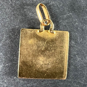 Vintage French Perroud Raphael’s Cherub 18K Yellow Gold Square Medal Pendant