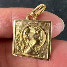 Load image into Gallery viewer, Vintage French Perroud Raphael’s Cherub 18K Yellow Gold Square Medal Pendant
