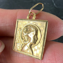 Load image into Gallery viewer, Vintage French Perroud Raphael’s Cherub 18K Yellow Gold Square Medal Pendant
