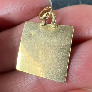 Vintage French Perroud Raphael’s Cherub 18K Yellow Gold Square Medal Pendant