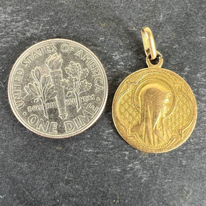 Antique French Virgin Mary 18K Yellow Gold Medal Pendant