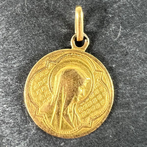 Antique French Virgin Mary 18K Yellow Gold Medal Pendant