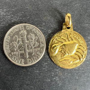 French 18K Yellow Gold Zodiac Cancer Charm Pendant