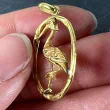 Load image into Gallery viewer, French 18K Yellow Rose Gold Stork Charm Pendant
