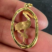 Load image into Gallery viewer, French 18K Yellow Rose Gold Stork Charm Pendant
