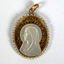 Load image into Gallery viewer, Vintage French 18K Yellow Gold Pearl Mother-of-Pearl Virgin Mary Charm Pendant
