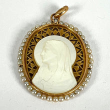 Load image into Gallery viewer, Vintage French 18K Yellow Gold Pearl Mother-of-Pearl Virgin Mary Charm Pendant
