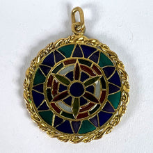 Load image into Gallery viewer, French Window Plique A Jour Enamel 18K Yellow Gold Pendant Medal
