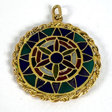 Load image into Gallery viewer, French Window Plique A Jour Enamel 18K Yellow Gold Pendant Medal
