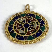 Load image into Gallery viewer, French Window Plique A Jour Enamel 18K Yellow Gold Pendant Medal
