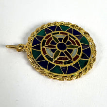 Load image into Gallery viewer, French Window Plique A Jour Enamel 18K Yellow Gold Pendant Medal
