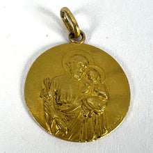 Load image into Gallery viewer, French Tairac Saint Joseph and Jesus 18K Yellow Gold Medal Pendant
