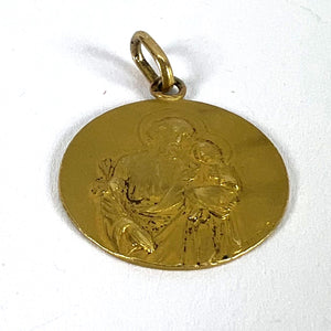 French Tairac Saint Joseph and Jesus 18K Yellow Gold Medal Pendant