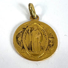 Load image into Gallery viewer, Antique French Saint Benedict 18 Karat Yellow Gold Medal Charm Pendant
