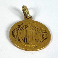Load image into Gallery viewer, Antique French Saint Benedict 18 Karat Yellow Gold Medal Charm Pendant
