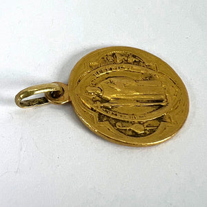 Antique French Saint Benedict 18 Karat Yellow Gold Medal Charm Pendant