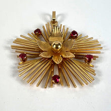 Load image into Gallery viewer, Vintage French Flower Sunburst 18K Yellow Gold Ruby Pendant Necklace

