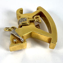 Load image into Gallery viewer, Al Angiolino &amp; Zogno Italian Large Rocking Horse 18K Yellow White Gold Diamond Pendant
