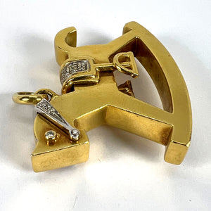 Al Angiolino & Zogno Italian Large Rocking Horse 18K Yellow White Gold Diamond Pendant