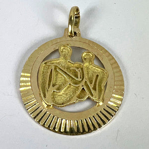 Vintage 14K Yellow Gold Abstract Art Couple Pendant Medal