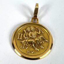 Load image into Gallery viewer, Vintage French Perroud Gemini Zodiac 18K Yellow Gold Medal Pendant
