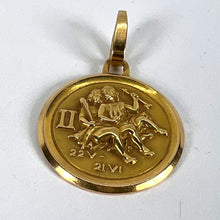 Load image into Gallery viewer, Vintage French Perroud Gemini Zodiac 18K Yellow Gold Medal Pendant
