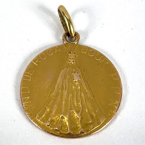 French Notre Dame de Rocamadour Virgin Mary 18 Karat Yellow Gold Medal Charm