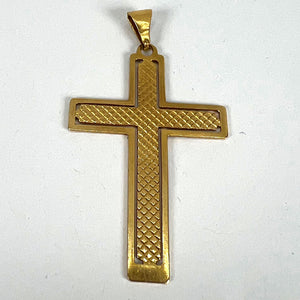 Vintage French 18K Yellow Gold Cross Pendant