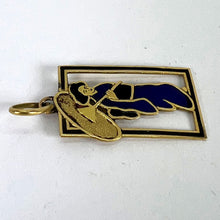 Load image into Gallery viewer, Vintage Deco Japanese Lady Geisha Kimono Enamel 18K Yellow Gold Charm Pendant
