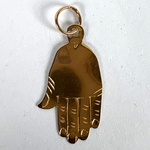 Vintage French Hamsa Hand Protective 18K Yellow Gold Charm Pendant