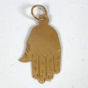 Vintage French Hamsa Hand Protective 18K Yellow Gold Charm Pendant