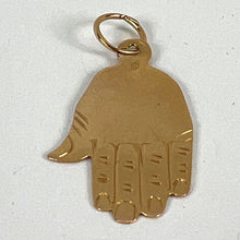 Load image into Gallery viewer, Vintage French Hamsa Hand Protective 18K Yellow Gold Charm Pendant
