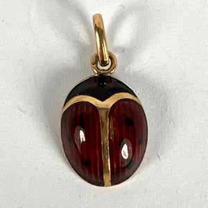 Vintage French Seven Spot Ladybird 18K Yellow Gold Enamel Lucky Charm Pendant
