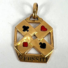 Load image into Gallery viewer, French 18K Yellow Gold Enamel ‘Reussite’ Aces Gambling Cards Lucky Charm Pendant
