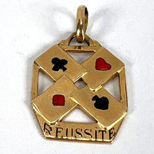 Load image into Gallery viewer, French 18K Yellow Gold Enamel ‘Reussite’ Aces Gambling Cards Lucky Charm Pendant
