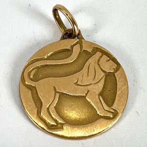 French Zodiac Leo Starsign 18K Yellow Gold Charm Medal Pendant