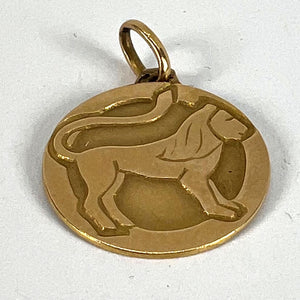 French Zodiac Leo Starsign 18K Yellow Gold Charm Medal Pendant