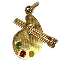 Load image into Gallery viewer, Vintage French Artist&#39;s Palette 18K Yellow Gold Enamel Charm Pendant
