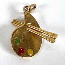 Load image into Gallery viewer, Vintage French Artist&#39;s Palette 18K Yellow Gold Enamel Charm Pendant
