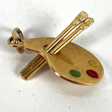 Load image into Gallery viewer, Vintage French Artist&#39;s Palette 18K Yellow Gold Enamel Charm Pendant
