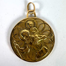 Load image into Gallery viewer, Vintage French St Christopher Double-Sided 18K Yellow Gold Medal Pendant
