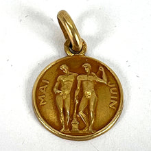 Load image into Gallery viewer, French Zodiac Gemini Starsign 18K Yellow Gold Charm Pendant
